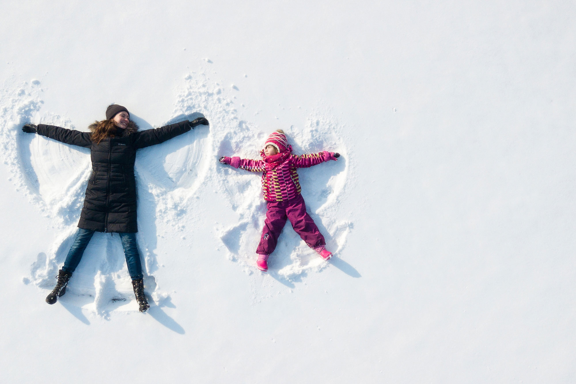 Making snow angels is winter fun like our drawing for free heating oil!